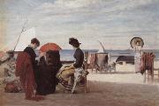 Jules Aviat Beach Scene,Trouville china oil painting reproduction